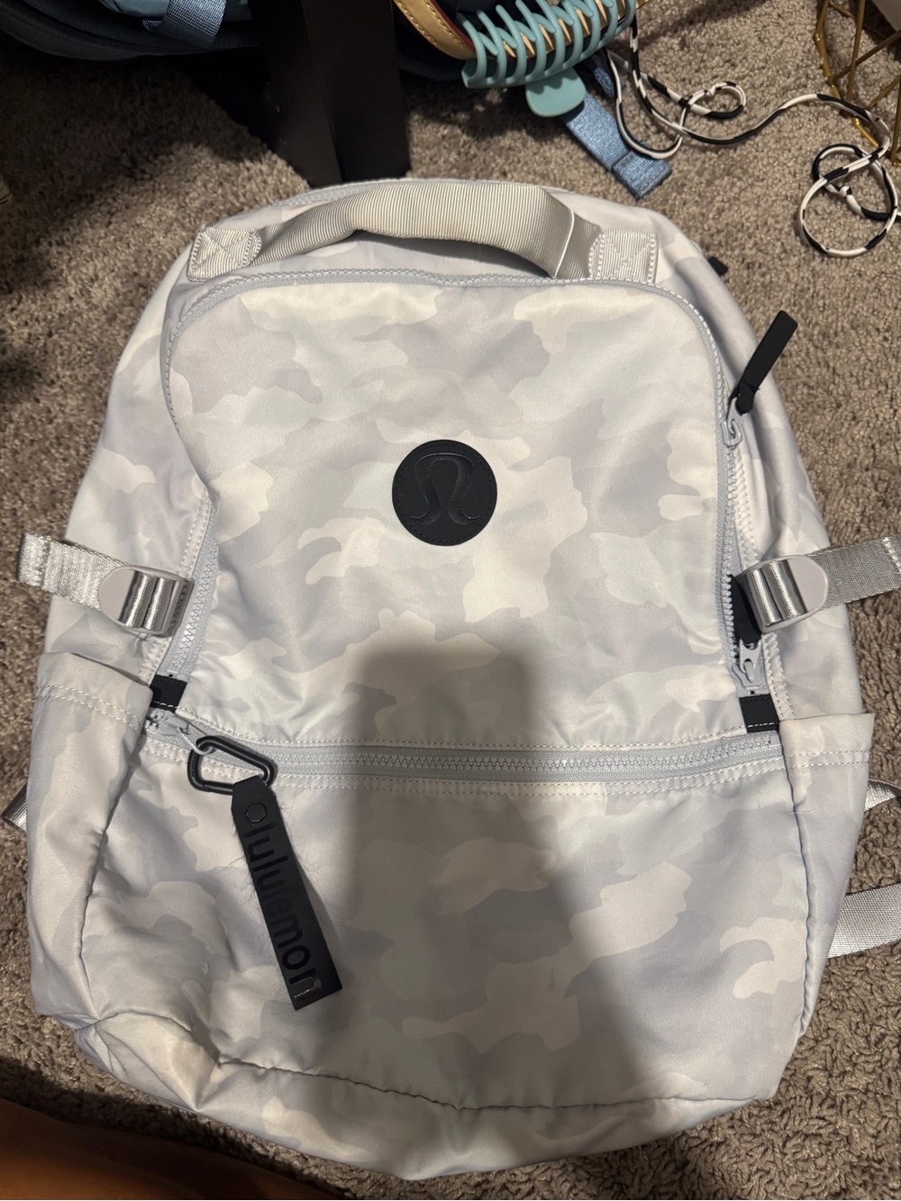 lululemon athletica Light Gray White Camo Backpack